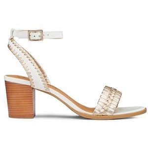 NWB Jack Rogers Tinsley White and Gold Block Heel Sandals